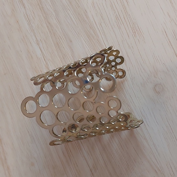 Paco Rabanne Jewelry - Paco Rabanne Circles Bubble Cutouts Gold Tone Wide Cuff Bracelet Bendable